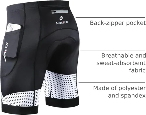 Miniatura 47 de sponeed Pantalones cortos de ciclismo para hombre, pantalones acolchados para ciclismo, ropa de ciclismo