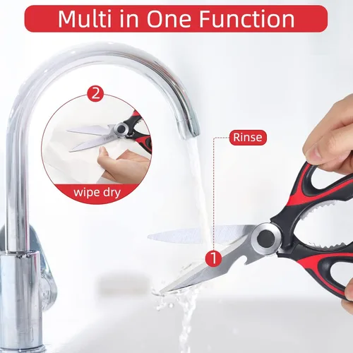 Miniatura 7 de Tijeras de cocina para uso general, 2 unidades, tijeras de cocina resistentes para carne, tijeras de cocina aptas para lavavajillas, tijeras