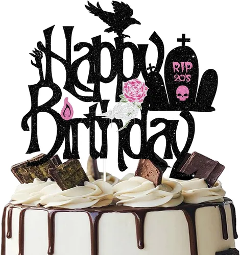 Decoración para tarta de feliz cumpleaños RIP Twenties – Death to My Twenties RIP to My 20s Dirty 30 Birthday Glitter Cake Topper – Decoración de