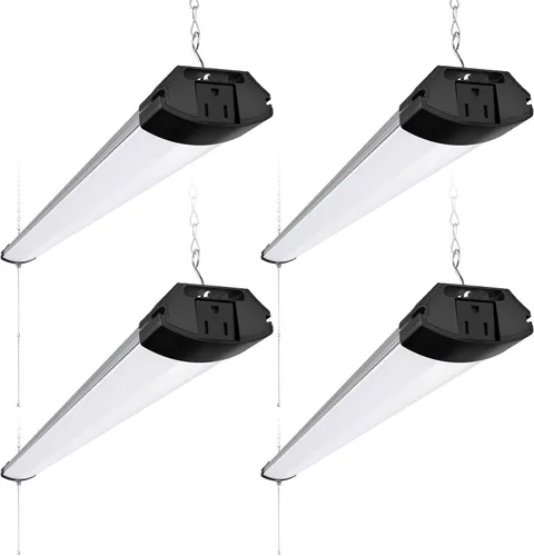 Barrina BS84 - Luces LED para taller de 4 pies, 84 W, 10000 lúmenes, 6500 K, lámpara enlazable para garaje, sótano, colgante o montaje empotrado, 4