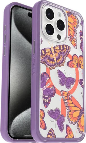 Miniatura 9 de OtterBox Funda transparente para iPhone 15 Pro MAX (solamente) de la serie Symmetry (transparente), se ajusta a MagSafe, ultra suave, bordes