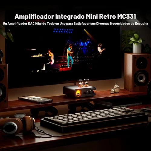Miniatura 2 de Fosi Audio MC331 Amplificador integrado con tubo y DAC, amplificador de potencia estéreo de 2 canales para audio doméstico para altavoces