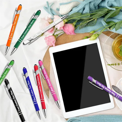 Miniatura 6 de Hasta 500 bolígrafos personalizados a granel con lápiz capacitivo, grabado, juego de bolígrafos con tu nombre, texto para mujeres de negocios