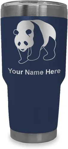 Miniatura 32 de LaserGram Vaso aislado al vacío de 20 onzas, oso panda, grabado personalizado incluido (negro)