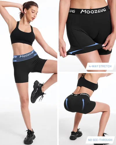 Miniatura 4 de Moozava Pantalones cortos de voleibol de elastano de 5 pulgadas para mujer, paquete de 3 pantalones cortos de compresión atléticos