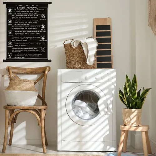 Miniatura 4 de Gersoniel 2 piezas de decoración para cuarto de lavandería, símbolos de arte de pared colgante, guía de símbolos, decoración de pared, letrero