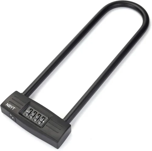 Miniatura 6 de Cerradura de bicicleta U – Cerradura de combinación resistente para rueda de motocicleta, puerta de oficina, valla y puerta – Cerradura en U