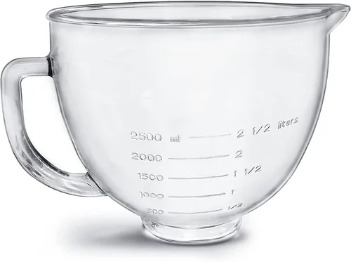 Tazón de Vidrio para Mezclador de Pie con Cabeza Inclinable, 5 QT, Compatible con Kitchenaid Artisan 5KSM125, 5KSM150, 5KSM175, 5KSM7580, KSM150,
