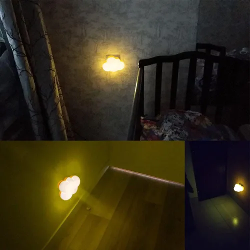 Miniatura 5 de AUSAYE Paquete de 2 luces LED de noche enchufables, luz nocturna de nube, mini luces nocturnas bonitas para adultos y niños Base amarilla