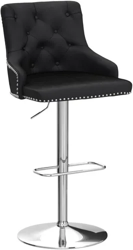 Miniatura 5 de BTEXPERT - Taburete de comedor tapizado de 25 a 33 pulgadas con respaldo alto, taburete de barra con cabeza de clavo copetudo negro (1)