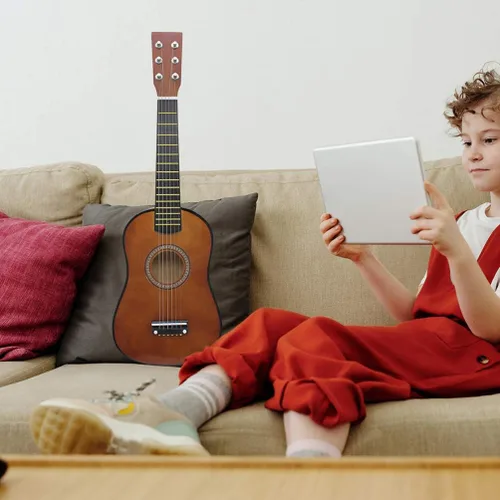 Miniatura 7 de Guitarra acústica de 23 pulgadas para niños, pequeño instrumento popular para principiantes, niños y niñas, cómoda y ligera guitarra de práctica