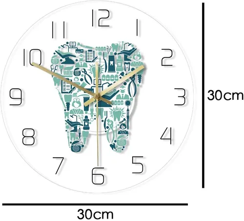Miniatura 2 de The Geeky Days Reloj de pared con iluminación LED USB, símbolos de cuidado dental, reloj colgante de acrílico, movimiento silencioso, con 7