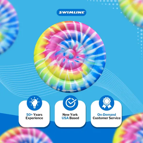 Miniatura 8 de SWIMLINE Flotador de piscina original Tie Dye (espiral), tumbona de vinilo duradero para adultos y adolescentes, divertido flotador de piscina