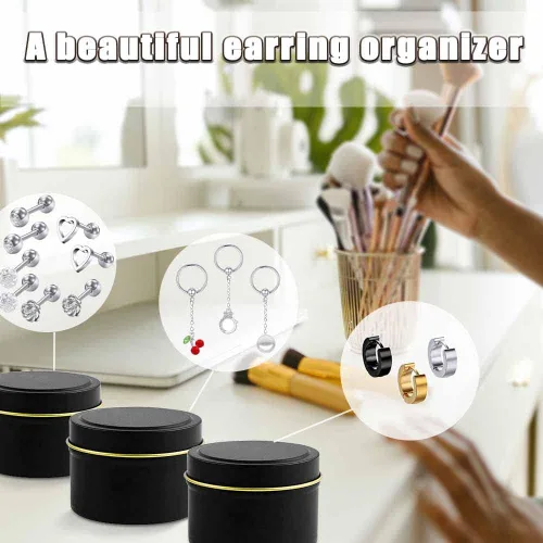 Miniatura 6 de Bunhut Latas de velas de 8 onzas con tapas, paquete de 24 tarros de velas vacías para hacer velas, recipientes de velas de metal negro a granel