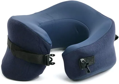 Miniatura 11 de C CUSHION LAB Almohada de viaje, galardonado diseño ergonómico patentado para mentón y cuello, almohada de espuma viscoelástica para el cuello