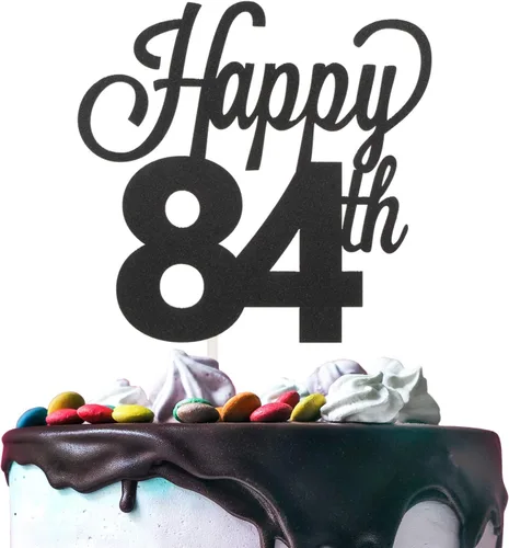 Miniatura 93 de LINGTEER - Decoración para pastel con texto "Happy Birthday 100", color negro