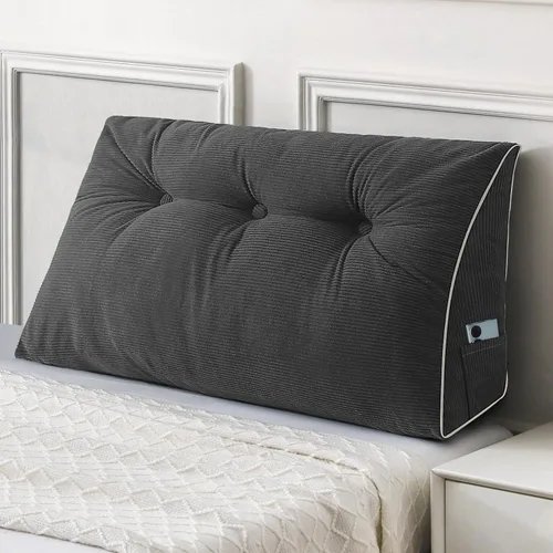 Miniatura 11 de Sasttie - Almohada de cabecero completa, almohada de cuña para cabecero para sentarse en la cama, cojín triangular de apoyo para la espalda