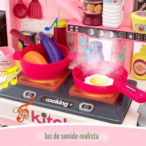 Miniatura 2 de Juego de cocina para niños - 53 piezas: estufa de cocina, fregadero de juego, horno, juguetes de cocina con luces y sonidos realistas, juguetes