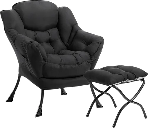 Miniatura 47 de HollyHOME - Silla perezosa con reposabrazos y bolsillo lateral, cómoda silla de sala de acento, sofá de ocio para sala de estar, recámara