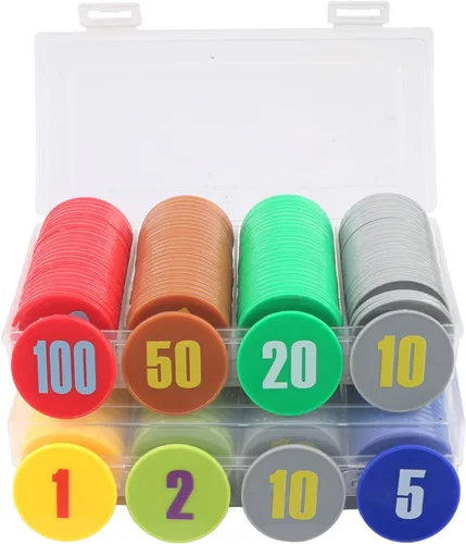 Miniatura 9 de Juego de 100 fichas de póquer – Monedas circulares de plástico de 1.58 pulgadas para juegos y contar, 0.16 oz cada una, accesorios perfectos