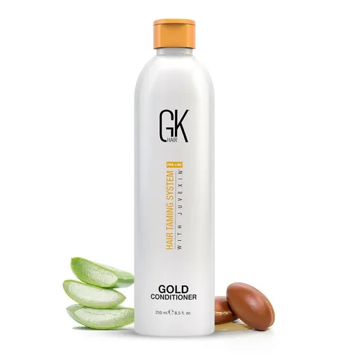 GK HAIR Global Keratin Gold Acondicionador (8.5 fl oz / 8.5 fl oz) Hidratante para el cabello Brillo y protección con aceite de argán, manteca de