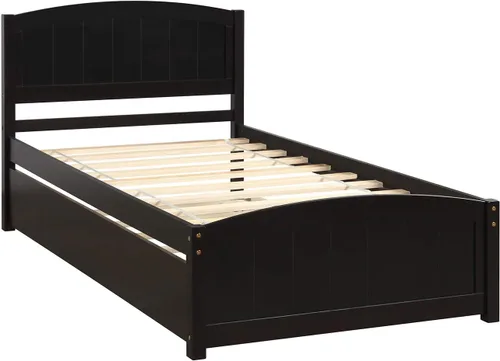 Miniatura 3 de Harper & Bright Designs Base de cama individual con plataforma nido para niños, cama individual con cama nido extraíble de madera maciza