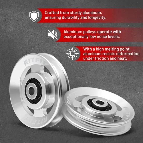 Miniatura 3 de RitFit Aluminum Pulley Wheel for Gym Equipment, 2PCS/ 6PCS Set Power Rack Pulley Attachment, 90mm Aluminum Alloy Bearing Gym Pulley Wheel for Home