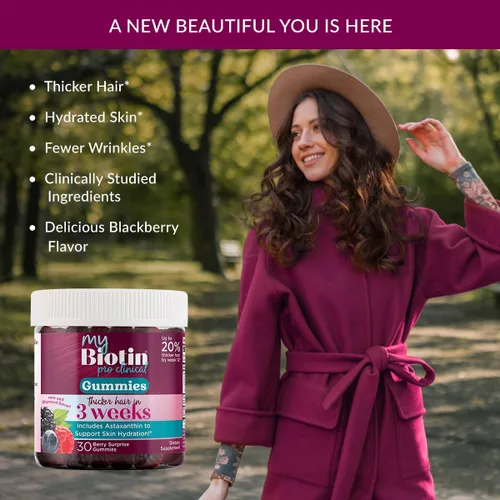 Miniatura 6 de Purity Products MyBiotin ProClinical Gomitas con Biotina - Cabello más grueso a partir de 3 semanas y combate las arrugas - MB40X Biotina Matrix