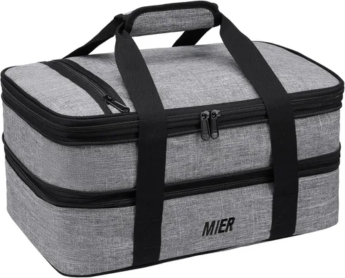 Miniatura 9 de MIER - Porta ollas doble aislada térmica para comidas, bolsa de almuerzo para fiestas de comida, pícnic, playa, se adapta a cacerola de 9 x 13