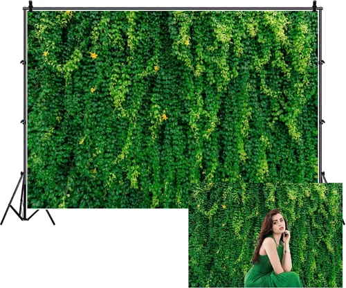 Renaiss Fondo de pared de hojas verdes naturales de 5 x 3 pies, para primavera, césped, boda, fotografía, fondo para recién nacidos, baby shower,