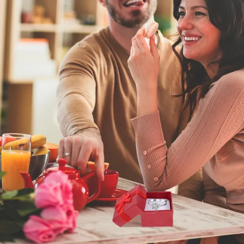 Miniatura 2 de Hemoton 24 cajas pequeñas de joyería rojas para anillos y aretes, cajas compactas para boda, compromiso, cumpleaños, aniversario, presentación
