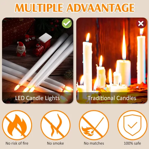 Miniatura 3 de Reginary 36 Piezas Velas Cónicas Sin Llama Operadas por Batería a Granel 11" Luces de Plástico LED Candeleros Velas de Ventana para Cumpleaños Boda