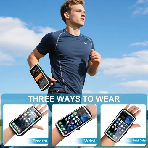 Miniatura 2 de Soporte para teléfono para correr, pulseras Frearm Band de hasta 6.9 pulgadas, brazalete de teléfono celular para iPhone 16 15 14 13 12 11 Pro Max