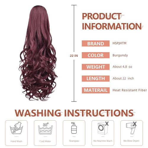 Miniatura 275 de Extensiones de cola de caballo de cabello rubio, extensiones de cola de caballo para mujer, pinza de extensiones de cabello rizado de 12 pulgadas