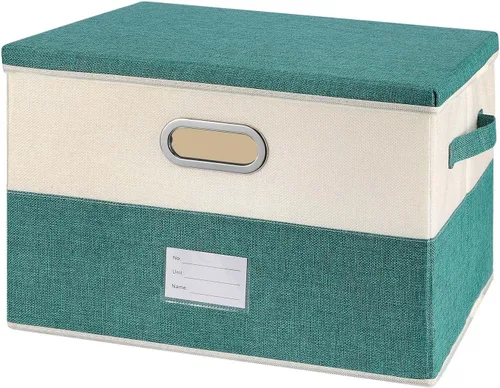 Miniatura 32 de Papeleras grandes plegables de tela de lino, con tapa y asas extraíbles, organizador de cajas de almacenamiento lavables, cubos con cubierta