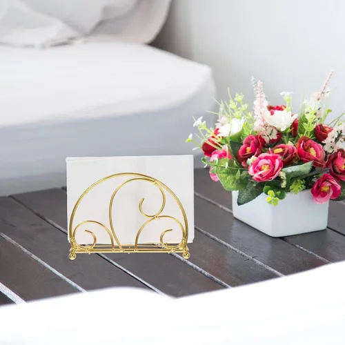 Miniatura 9 de Flat Napkin Holder for Table Metal Nordic Style Napkin Dispenser with Weighted Arm Gold Finish for Home Restaurant and Outdoor Use