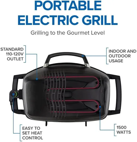 Miniatura 4 de Napoleon TravelQ PRO285E - Parrilla eléctrica portátil, color negro, portón trasero, campamento y espacios pequeños al aire libre TravelQ PRO285E