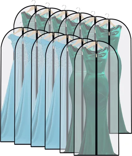 Miniatura 32 de Bolsas transparentes para colgar ropa, 40 pulgadas (juego de 6), bolsas de traje para almacenamiento en armario, bolsas de plástico a prueba