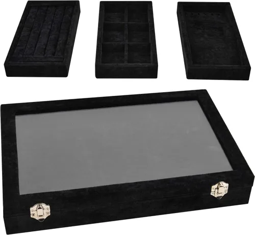 VIEFIN Organizador de joyas organizador de aretes soporte para pulsera estuche de joyería de viaje organizador de collares platos apilables de