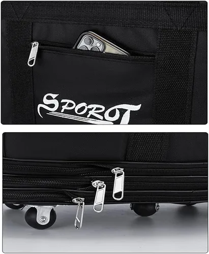 Miniatura 7 de Bolsa de viaje Oxford expandible extra grande con ruedas, impermeable, ligera, plegable, maleta, Negro -, Equipaje extensible central rígido