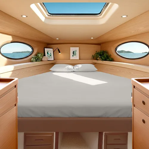Miniatura 10 de Universal V Berth - Juego de sábanas de 4 piezas para barco, 100% algodón egipcio, la mejor ropa de cama de barco V, se adapta a colchones de hasta