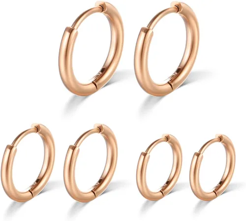 Aretes de aro de acero inoxidable quirúrgico de 0.315 in0.394 in0.472 in, pequeños aretes de aro para mujeres y hombres