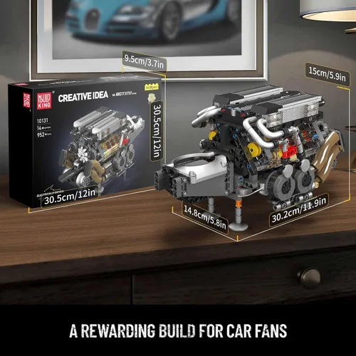 Miniatura 5 de Mould King 10131 W16 Juegos de Bloques de Construcción de Motor, Kit de Modelo de Motor V8 que Funciona, Construye tu Propio Motor Modelo STEM
