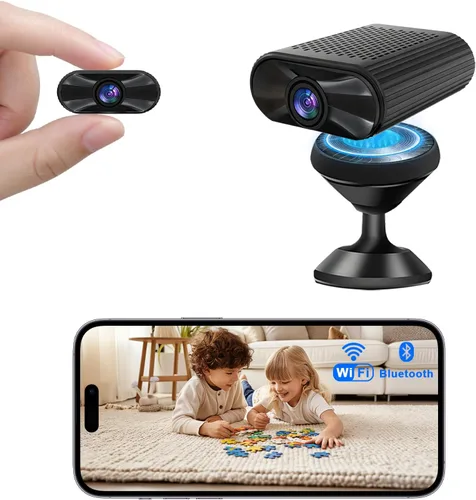 Mini cámara – Cámara inalámbrica WiFi 4K portátil con visión nocturna, detección de movimiento, aplicación de teléfono Live View – Cámara de