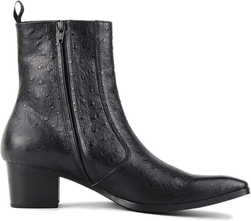 Miniatura 3 de Chelsea Botas de cuero para hombre, botas de tobillo para motocicleta, zapatos de tacón casual