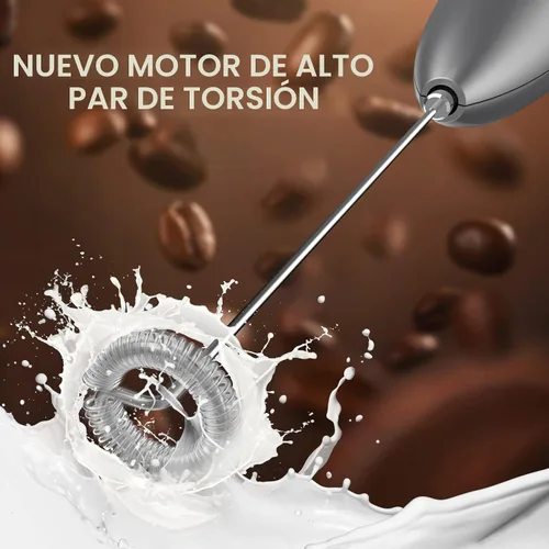 Miniatura 2 de SimpleTaste Espumador de leche de mano que funciona con baterías, eléctrico, fabricante de espuma, mezclador de bebidas con batidor de acero Gris