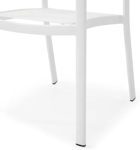 Miniatura 9 de ZURI Silla de comedor moderna para exteriores Laka con asientos de malla de secado rápido y marco de aluminio recubierto de polvo en blanco