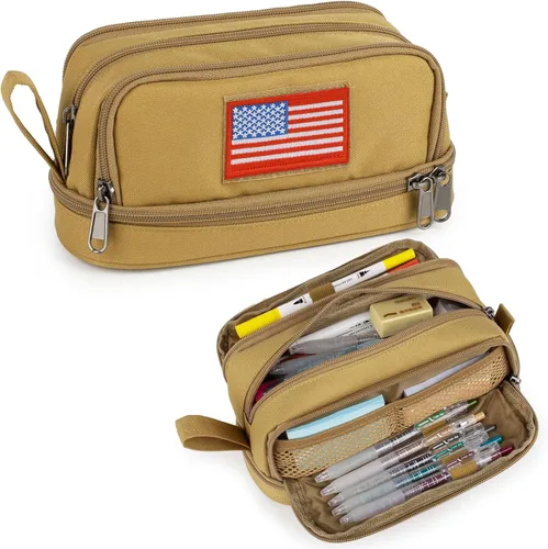 ATRIPACK Estuche Táctico de 4 Compartimentos para Lápices para Niños, Bolsa de Lona Grande para Bolígrafos, Estuche de Gran Capacidad, Bolsa de