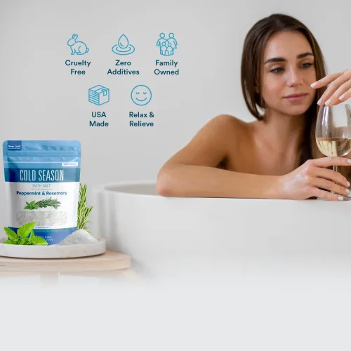 Miniatura 3 de Sal de baño para estación fría, 32 onzas, sal de Epsom con aceites esenciales naturales de romero, menta, eucalipto y limón, además de vitamina C