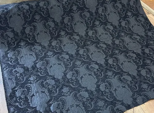 Miniatura 3 de Damasco, chenilla, tapicería, tela de cortinas, se vende por yarda 58 pulgadas de ancho (negro/negro)